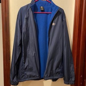 Water resistant light weight jacket in dark blue fleece lined, new condition